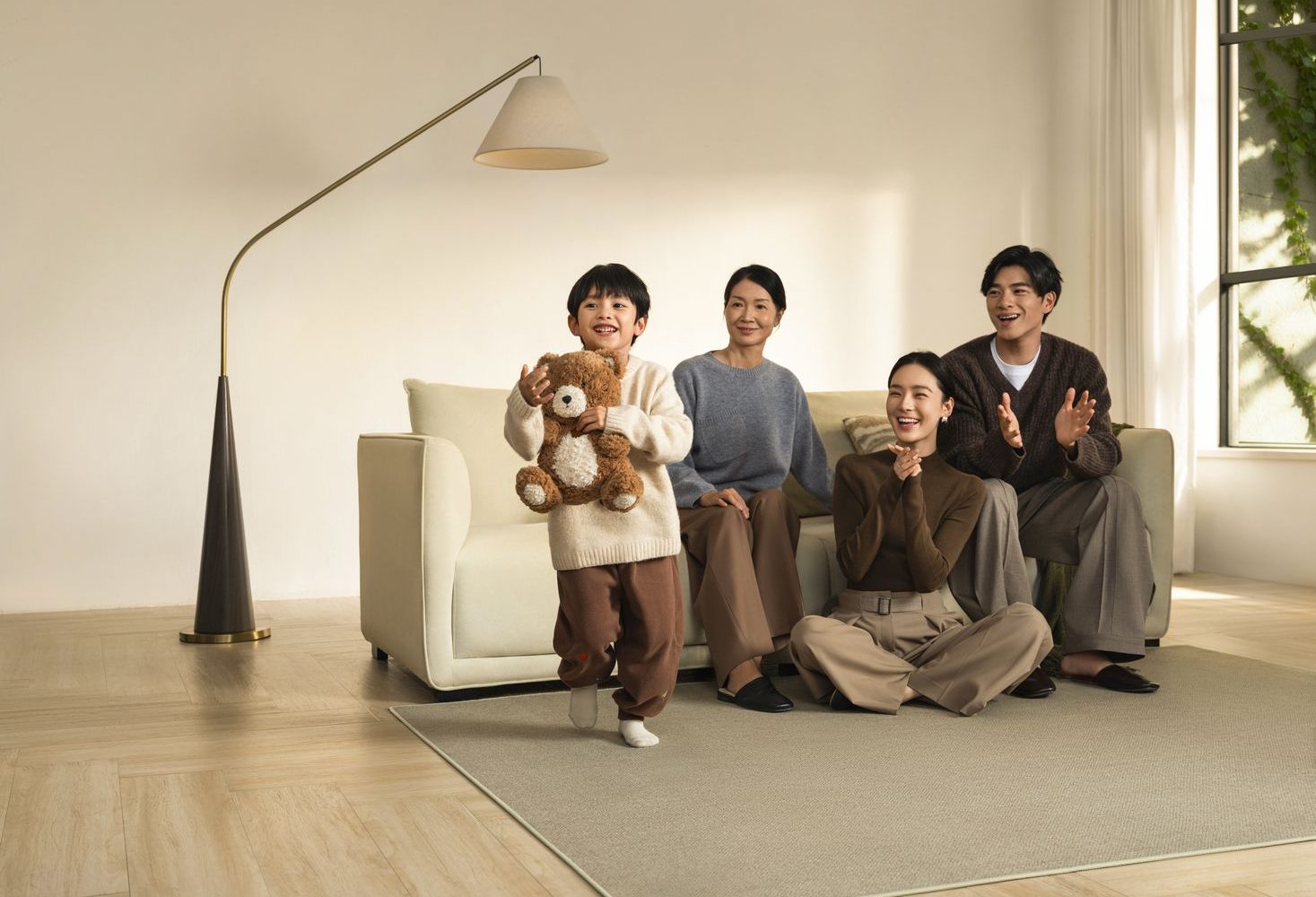 A family relaxing together at home